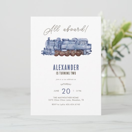 全員乗れ!列車子供の誕生日パーティの招待状 招待状 (スタンド正面)