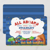 全員乗車！電車のバースデーパーティ招待状 招待状 (正面/裏面)