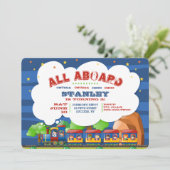 全員乗車！電車のバースデーパーティ招待状 招待状 (スタンド正面)