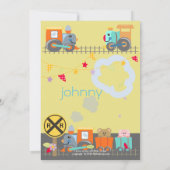 全員乗車！電車の誕生日パーティー招待状 招待状 (裏面)