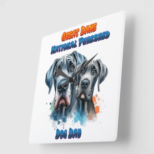 全国の純血犬の素晴らしい日! スクエア壁時計 (傾斜)