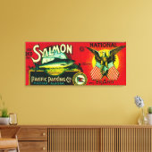 全国サーモン缶ラベルKodiak, AK キャンバスプリント (インサイチュ (リビング))