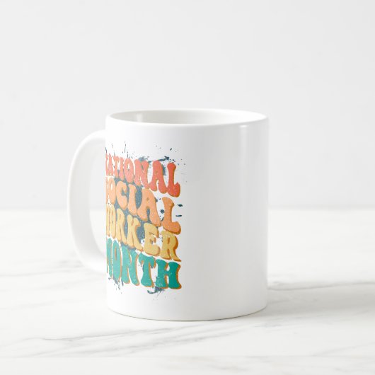 全国ソーシャルワーカー月、サポートレトロ コーヒーマグカップ (正面左)