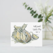 全国ニンニクの日4月19日ハーブ料理食品 ポストカード (スタンド正面)