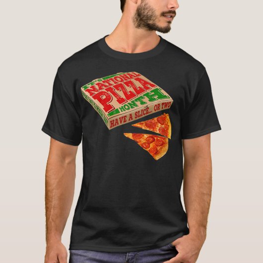 全国ピザ月配送ボックスチーズペパローニ Tシャツ (正面)