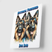 全国ピュレーブルドッグデーお祝い芸術 スクエア壁時計 (傾斜)