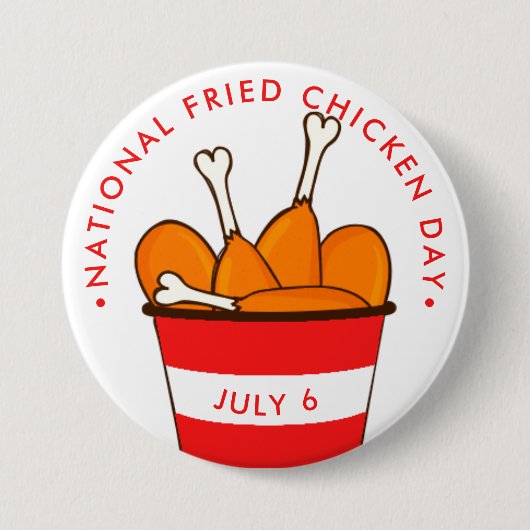 全国揚げ鶏日、脚のバケツ 缶バッジ (正面)