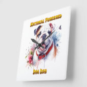 全国純犬日お祝い作品 スクエア壁時計 (傾斜)