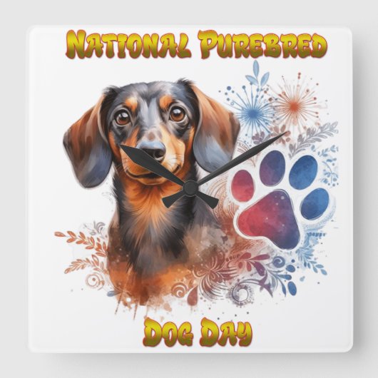 全国純犬日お祝い作品 スクエア壁時計 (正面)