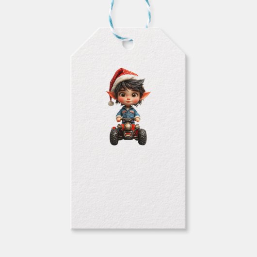 全地形クリスマス小妖精や小人ホワイトギフトラベル ギフトタグ (正面)
