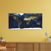 全地球の地形および地形シェーディング キャンバスプリント (インサイチュ (リビング))