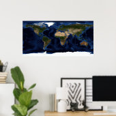 全地球の地形および地形シェーディング ポスター (ホームオフィス)