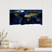 全地球の地形および地形シェーディング ポスター (キッチン)