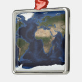 全地球の地形および地形シェーディング メタルオーナメント (左)