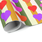 全大事な行事おもしろい、カラフルハートおよびストライプ ラッピングペーパー (ロールコーナー)