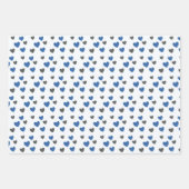 全大事な行事エレガントブルーとグレイハート ラッピングペーパーシート (正面3)