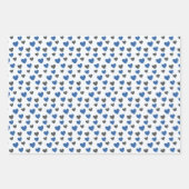 全大事な行事エレガントブルーとグレイハート ラッピングペーパーシート (正面)