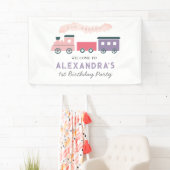 全客席蒸気列車ピンクガール誕生日バナー 横断幕 (インサイチュ)