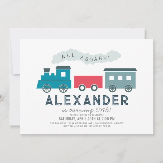 全客席蒸気列車ブルーボーイ1st誕生日 招待状 (正面)