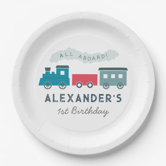 全客席蒸気機関車ブルーボーイ誕生日 ペーパープレート (正面)