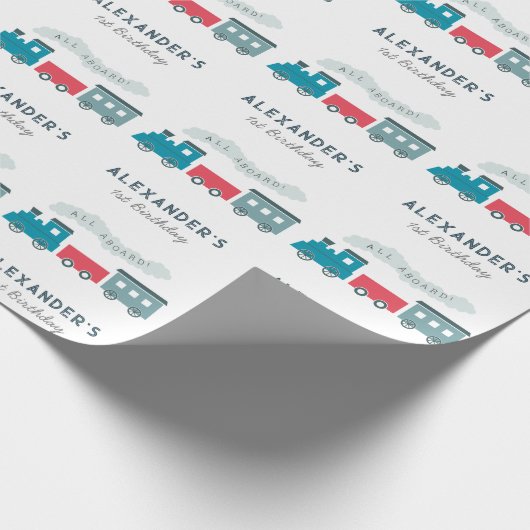 全客席蒸気機関車ブルーボーイ誕生日 ラッピングペーパー (角)