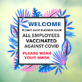 全従業員がワクチン接種済み マスク着用カスタム ウィンドウサイン (シート3)