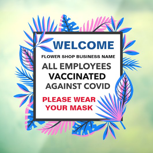 全従業員がワクチン接種済み マスク着用カスタム ウィンドウサイン (シート3)