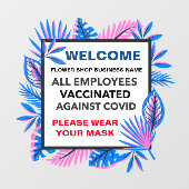 全従業員がワクチン接種済み マスク着用カスタム ウィンドウサイン (シート)