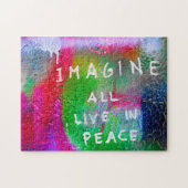 全想像体が落書きウォールの平和に住む –  ジグソーパズル (横)