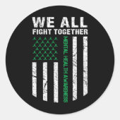 全戦アメリカ国旗メンタルヘルスの待ち受け ラウンドシール (正面)