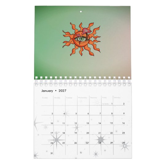 全日照式のキノコの光線 カレンダー (1月 2027)