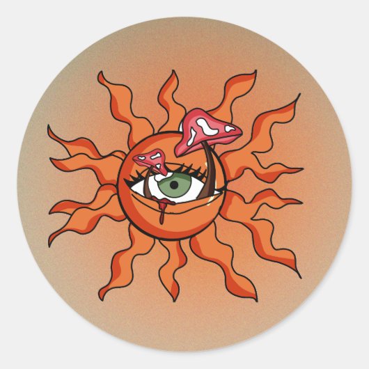 全日照式のキノコの光線 ラウンドシール (正面)