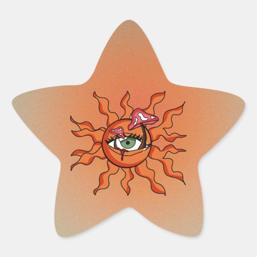 全日照式のキノコの光線 星シール (正面)