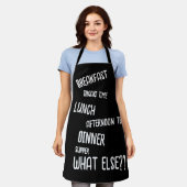 全時間食事Breakfast Lunch Dinner Black エプロン (着用した状態)