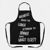 全時間食事Breakfast Lunch Dinner Black エプロン (正面)