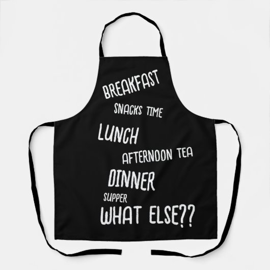 全時間食事Breakfast Lunch Dinner Black エプロン (正面)