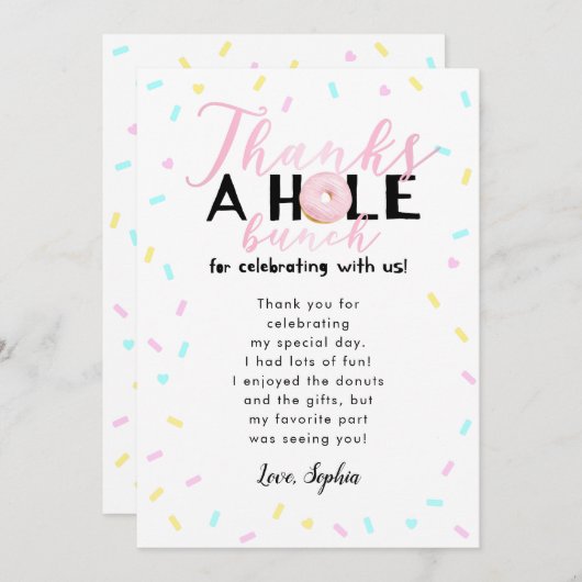 全束ドーナツテーマの誕生会を感謝していしています サンキューカード (正面/裏面)