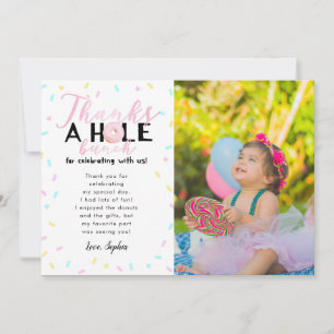 全束ドーナツ誕生会の写真を感謝していしています サンキューカード