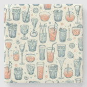 全杯飲み干し眼鏡パターン ストーンコースター (正面)