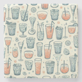 全杯飲み干し眼鏡パターン ストーンコースター