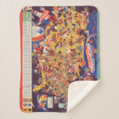 全米のヴィンテージのフットボールの地図 シェルパブランケット (正面)