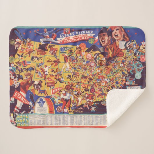 全米のヴィンテージのフットボールの地図 シェルパブランケット (正面(横))