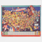 全米のヴィンテージのフットボールの地図 フリースブランケット (正面(横))