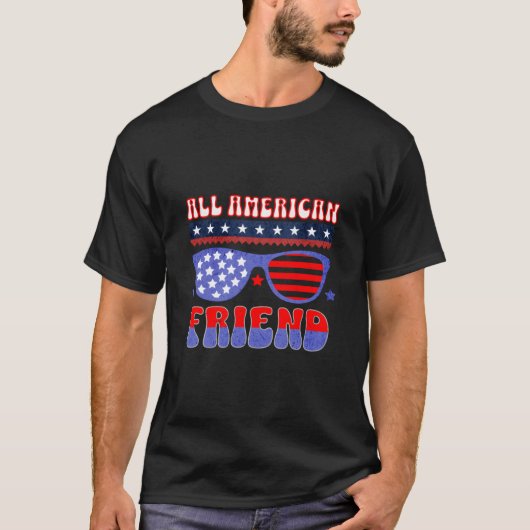 全米の友達 7月4日 アメリカ愛国サングラス Tシャツ (正面)