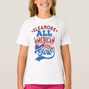 全米ガール4th 7月の愛国的な名前の一致 tシャツ
