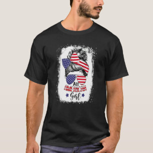 全米ガールMessy Bun愛国心4位を漂白 Tシャツ