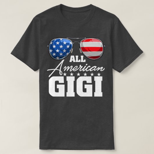 全米ギギおばあちゃんアメリカ国旗サングラス4日 Tシャツ (デザイン正面)