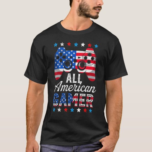 全米ゲーマーのビデオゲーム国旗アメリカ4位 Tシャツ (正面)