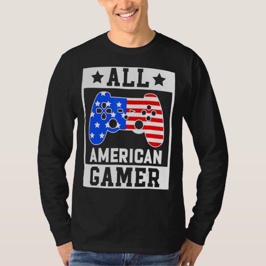 全米ゲーマーのビデオゲーム国旗アメリカ4位 Tシャツ (正面)