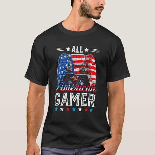 全米ゲーマーのビデオゲーム国旗アメリカ4位 Tシャツ (正面)